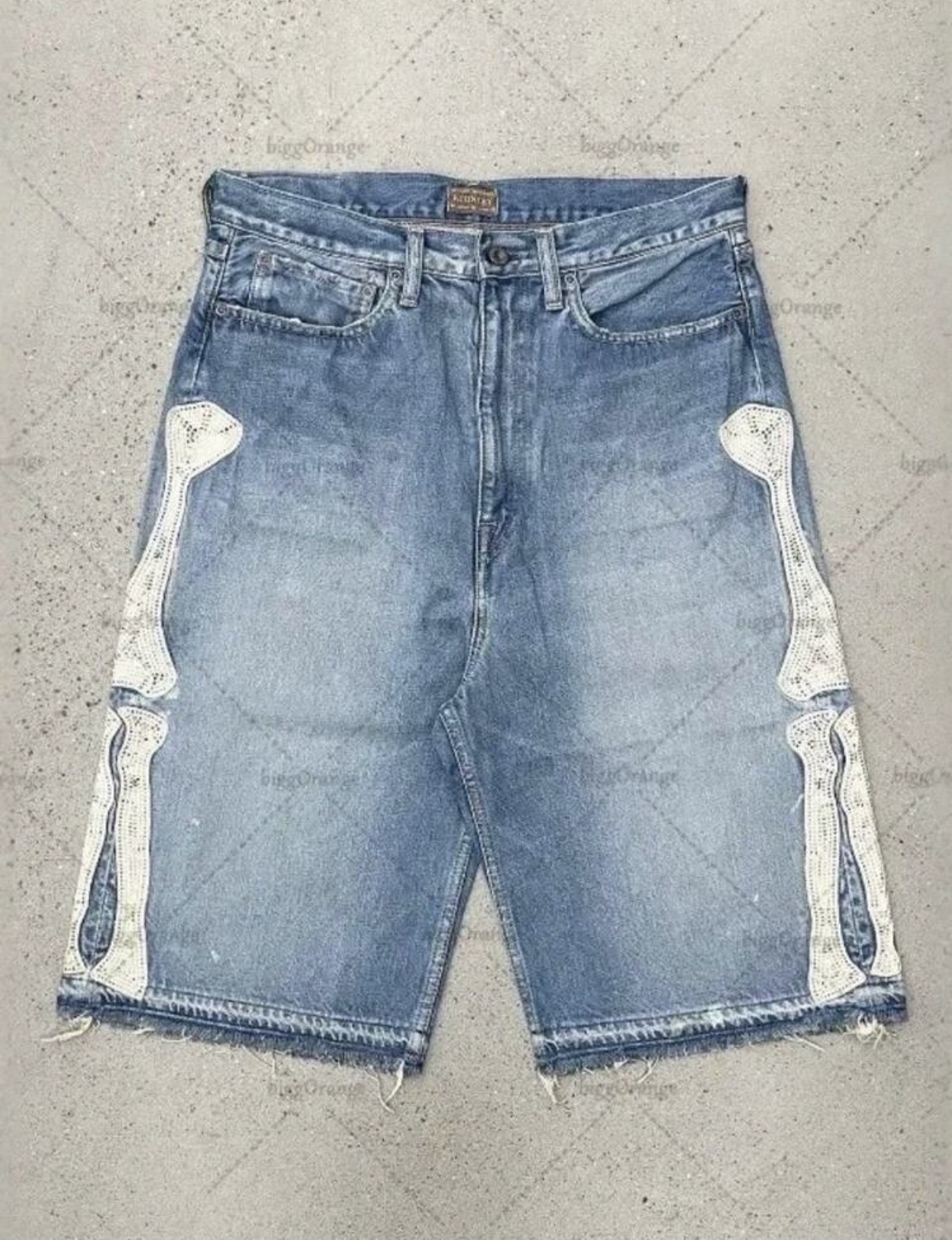 Bone studded blue jorts 